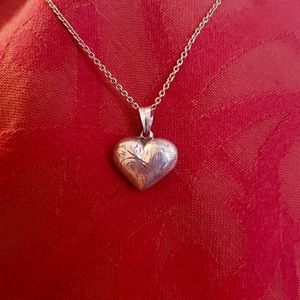 Sterling Silver (925) Vintage Puffy Heart Pendant
